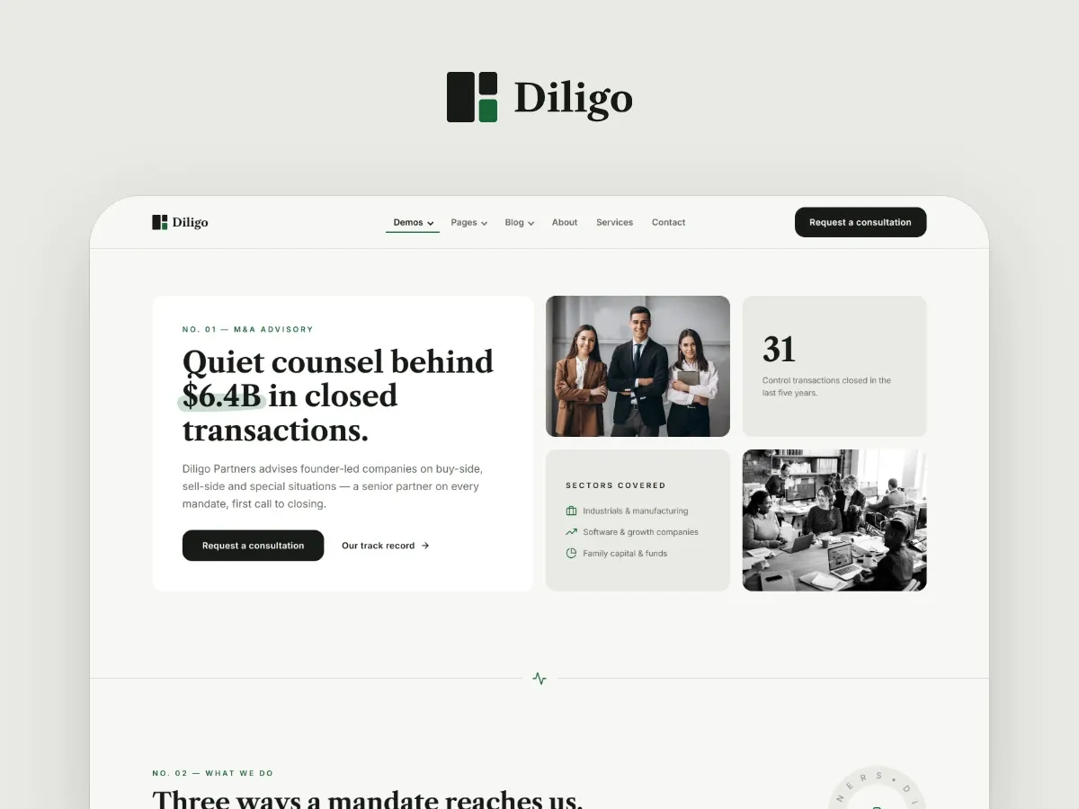 Diligo — Financial Advisory WordPress theme