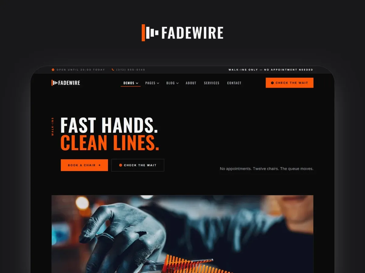 Fadewire — Barbershop WordPress theme
