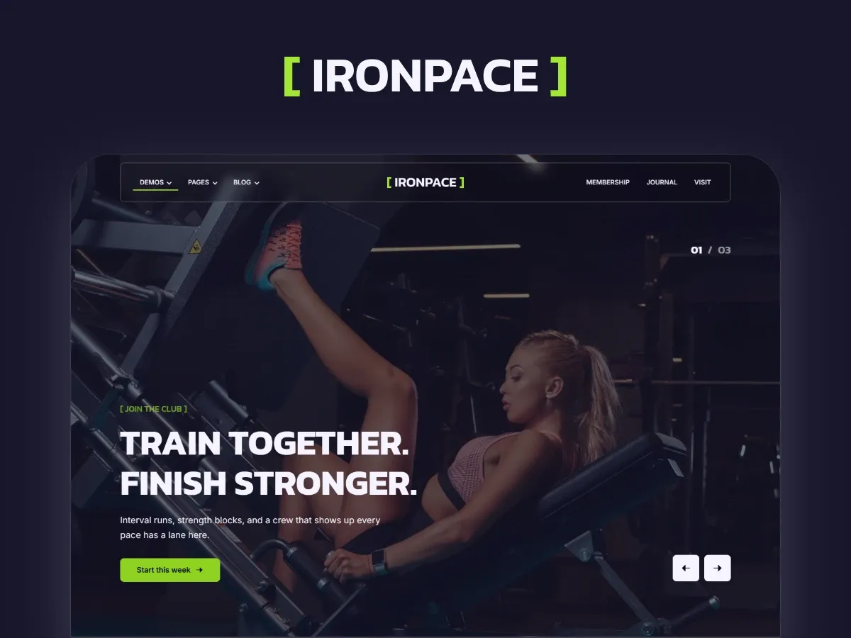 Ironpace — Fitness WordPress theme
