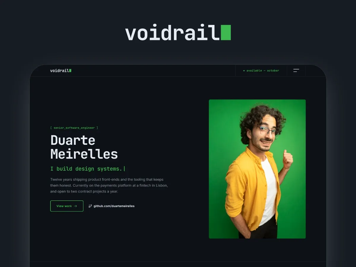 Voidrail — Developer Portfolio WordPress theme