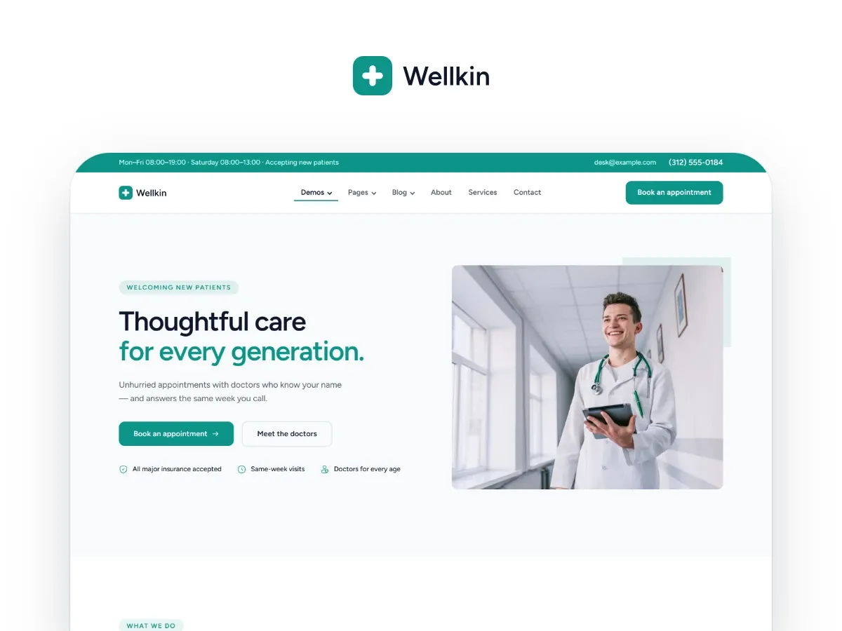 Wellkin — Medical Clinic WordPress theme